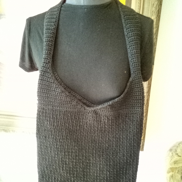 Boho Black Knit Shoulder Bag - Picture 3 of 4